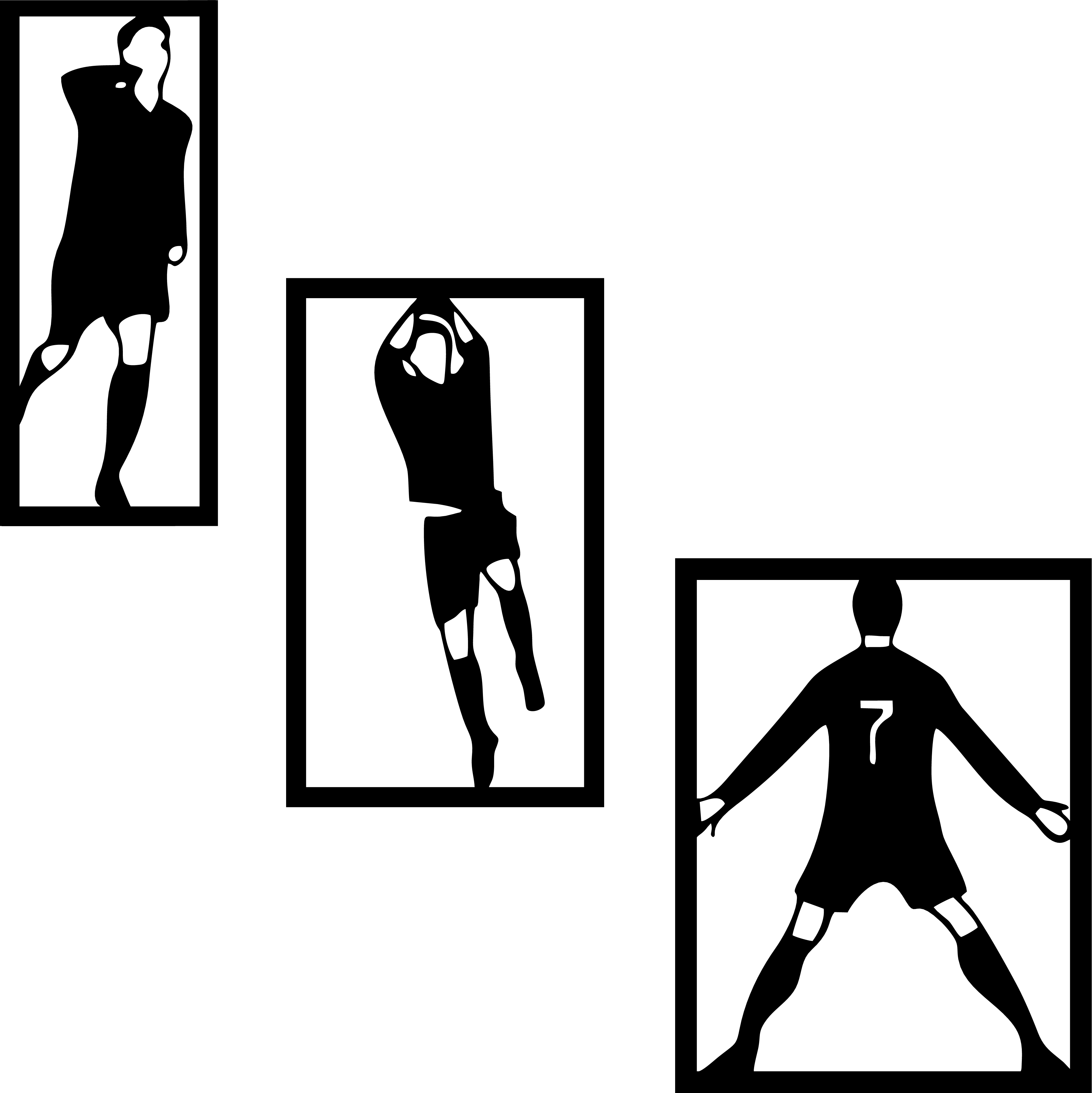 Football Player Wall Art SVG Set _ Modern Football Silhouette Decor _ Laser Cut