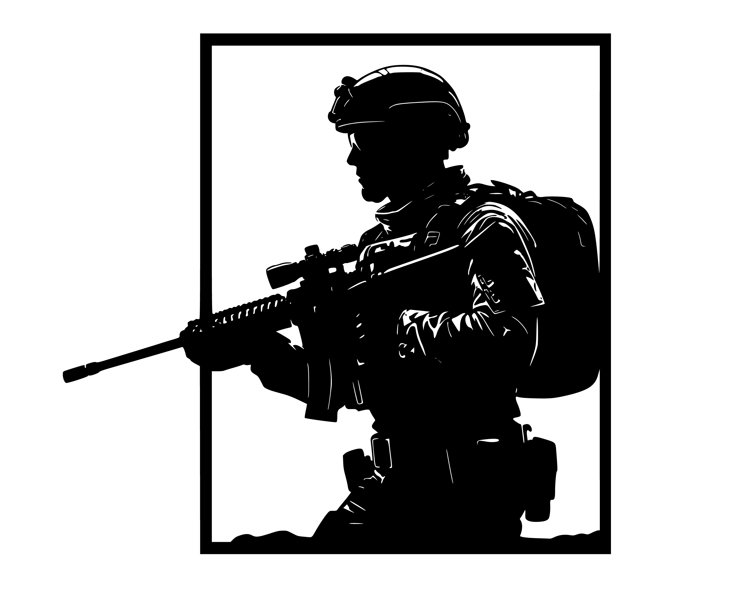 Military Soldier Wall Art SVG _ Tactical Soldier Silhouette _ Army Wall Decor