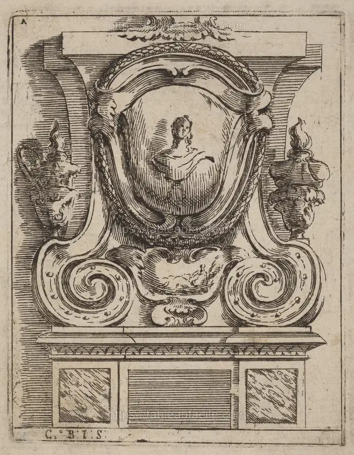 architectural_motif_with_bust_and_two_lamps_1997.10.5 apercu