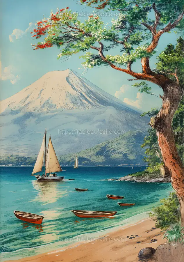 Mount Fuji Crayon Drawin Style 2 apercu