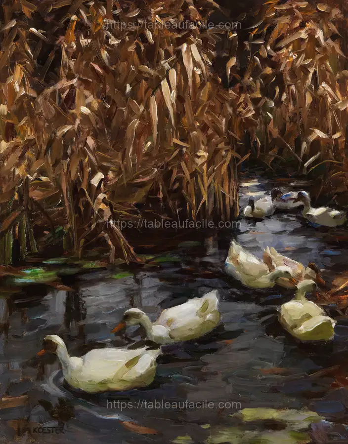 Acht Enten im Herbstschilf (Ca. 1900-1905) apercu