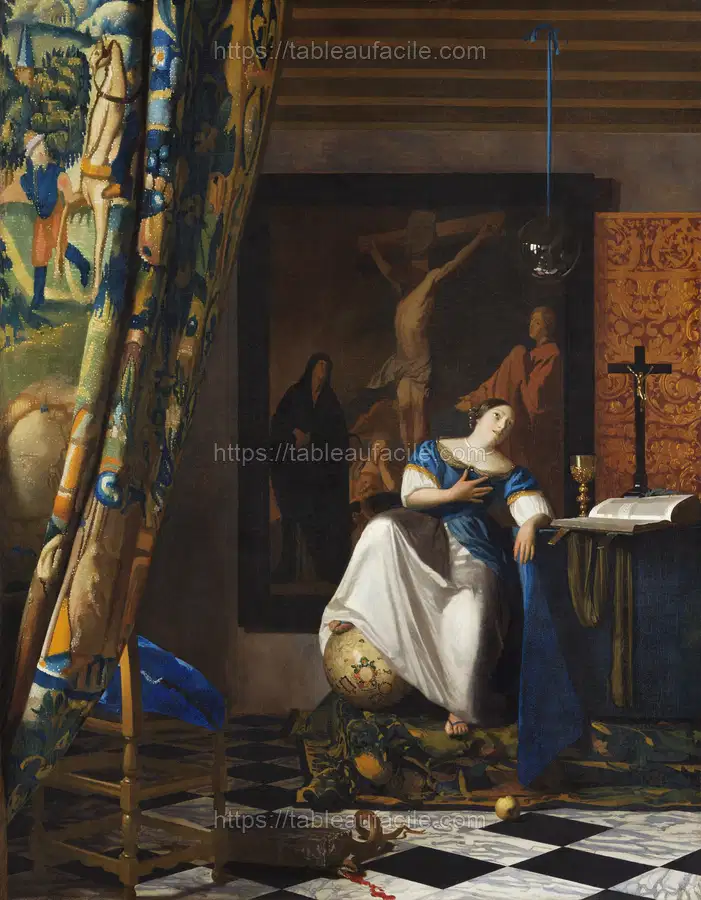Allegory of the Catholic Faith (ca.1670–1672) by Johannes Vermeer apercu