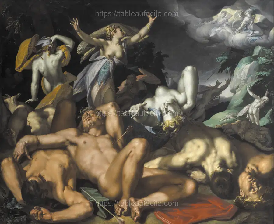 Apollo and Diana Punishing Niobe by Killing her Children by Abraham Bloemaert apercu