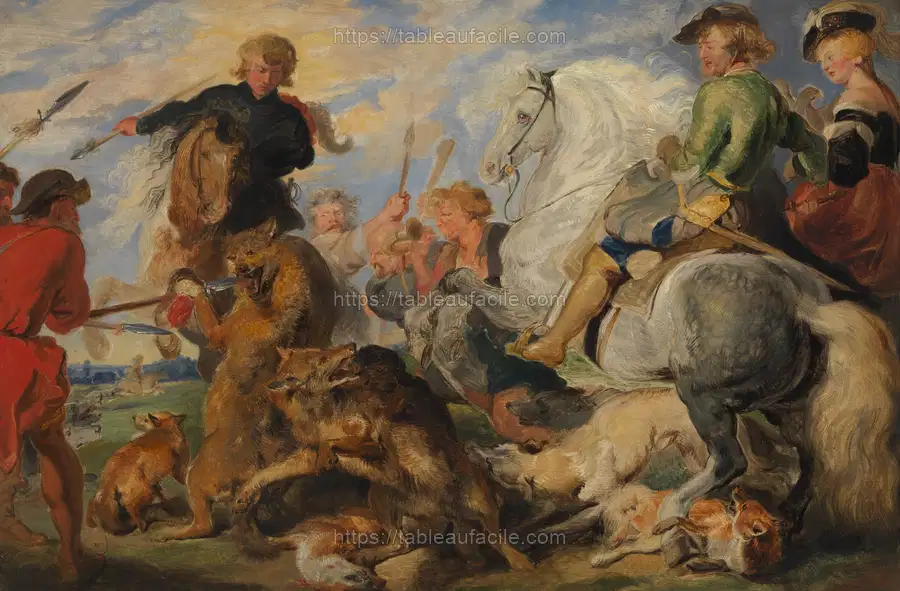 Copy after Rubens_s Wolf and Fox Hunt apercu