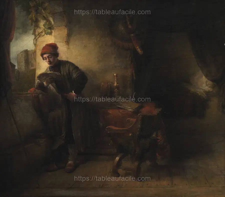 Standing Young Man at the Window in his Study Reading, known as The Student by Rembrandt van Rijn apercu