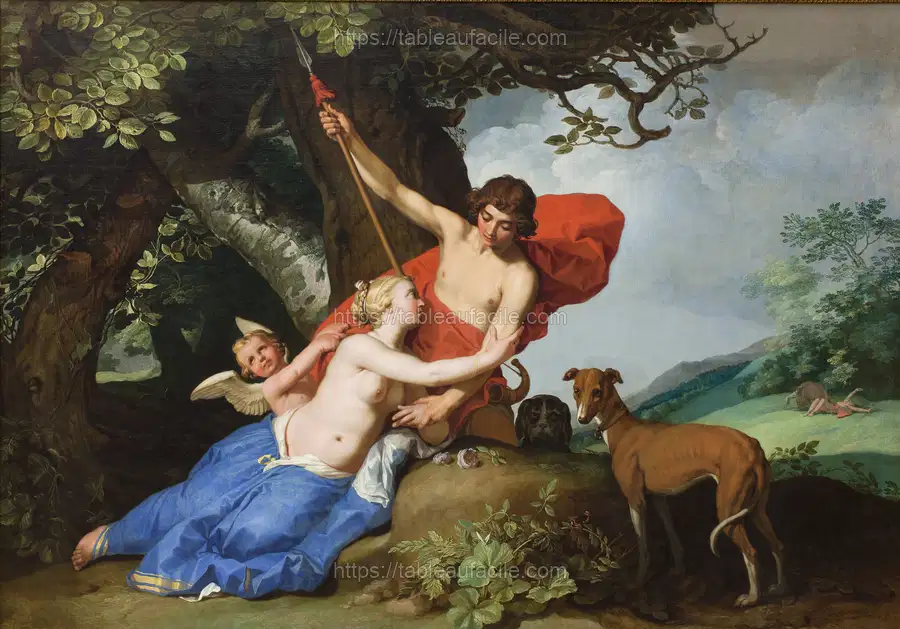 Venus and Adonis by Abraham Bloemaert apercu