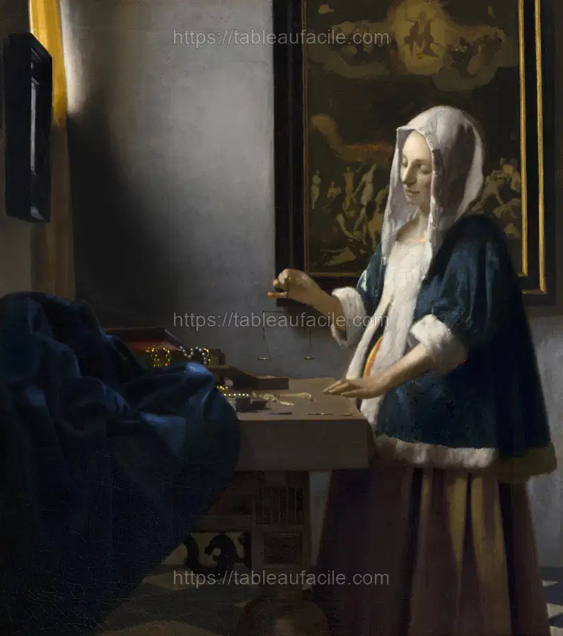 Woman Holding a Balance (ca. 1664) by Johannes Vermeer apercu