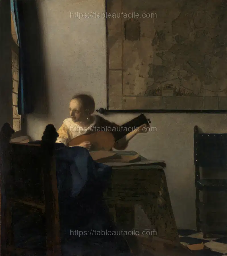 Young Woman with a Lute (ca.1662–1663) by Johannes Vermeer apercu