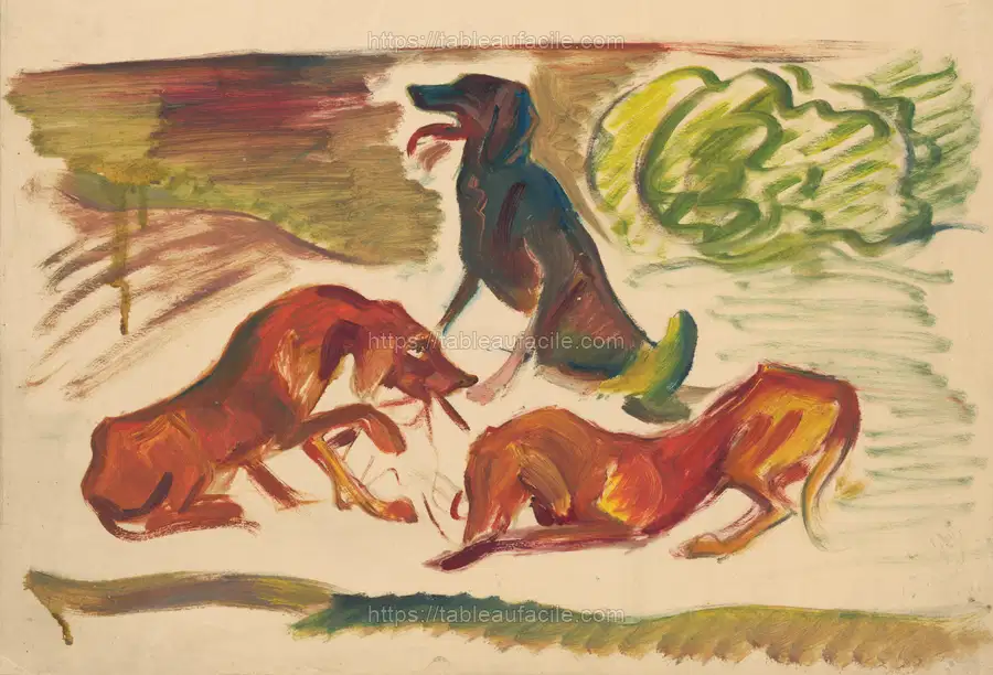 Dogs in a landscape by Arnold Peter Weisz Kubínčan apercu