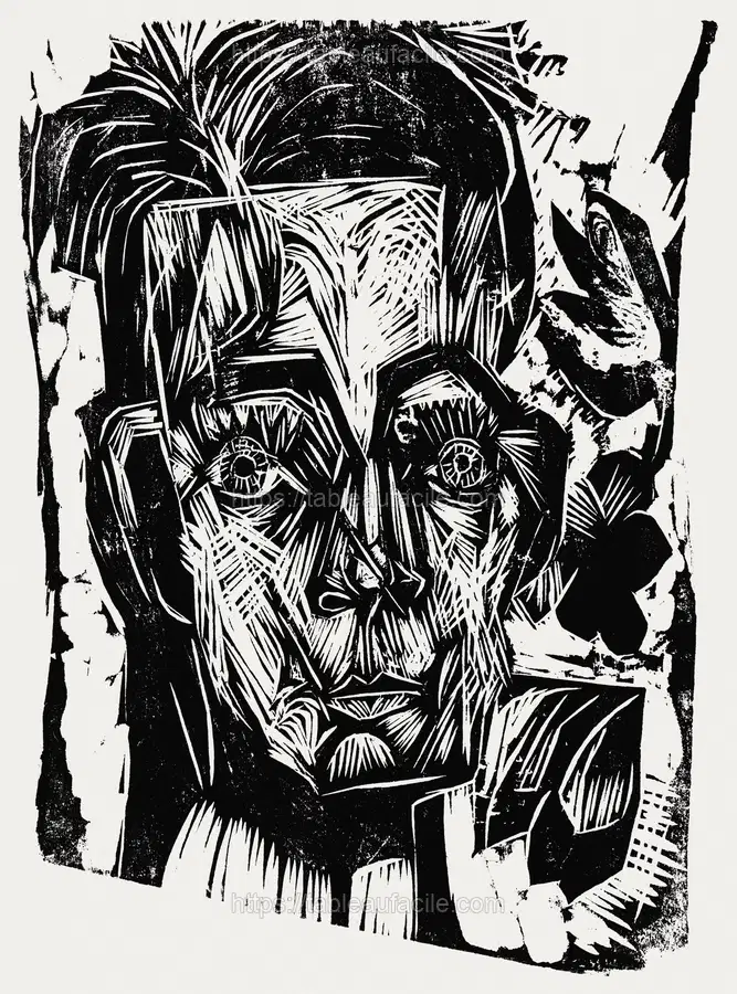 Head of Dr. Robert Binswanger (ca.1917–1918) Ernst Ludwig Kirchner apercu