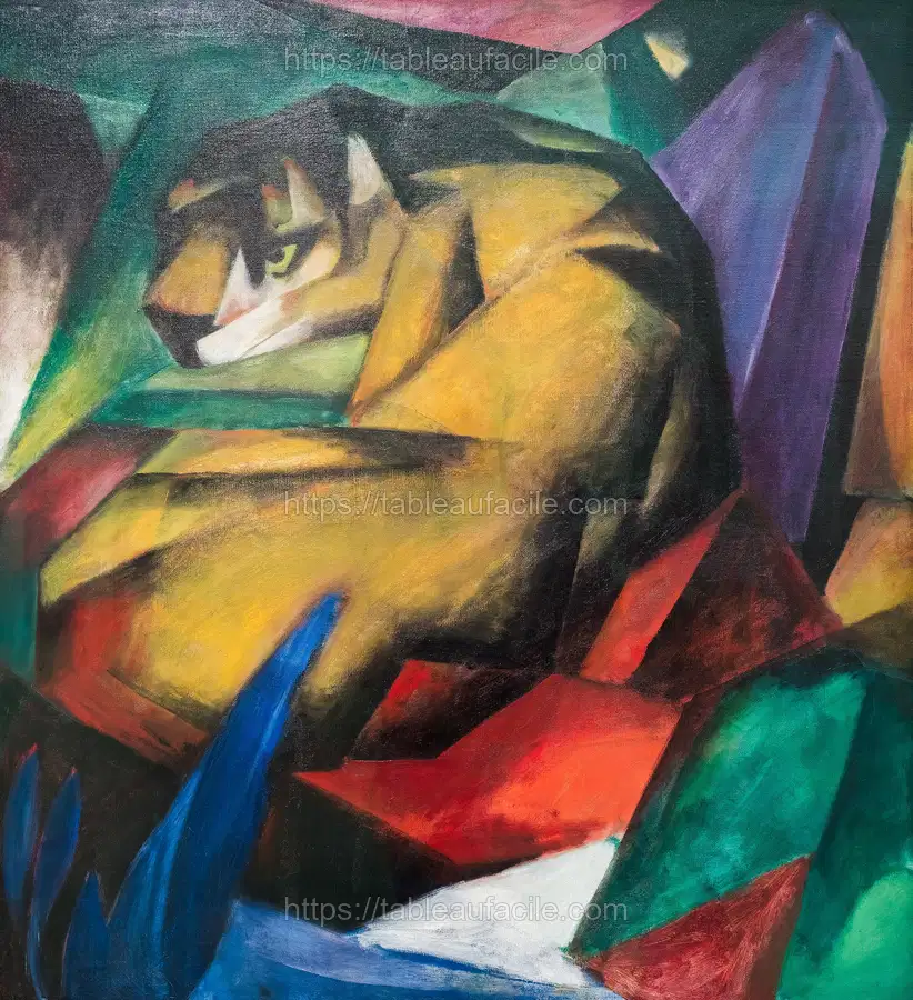 Tiger (1912), vintage animal illustration by Franz Marc apercu