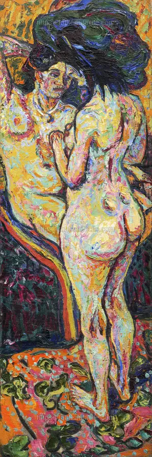Two Nudes, obverse (1907) Ernst Ludwig Kirchner apercu