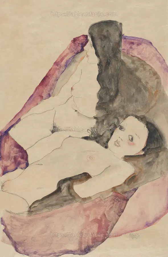 Two Reclining Nudes (1911) by Egon Schiele apercu