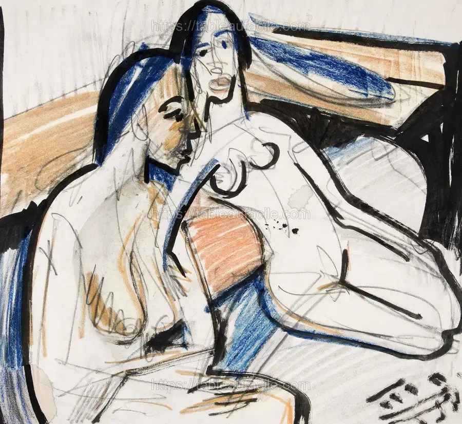 Two Seated Women in Studio (1912)  Ernst Ludwig Kirchner apercu