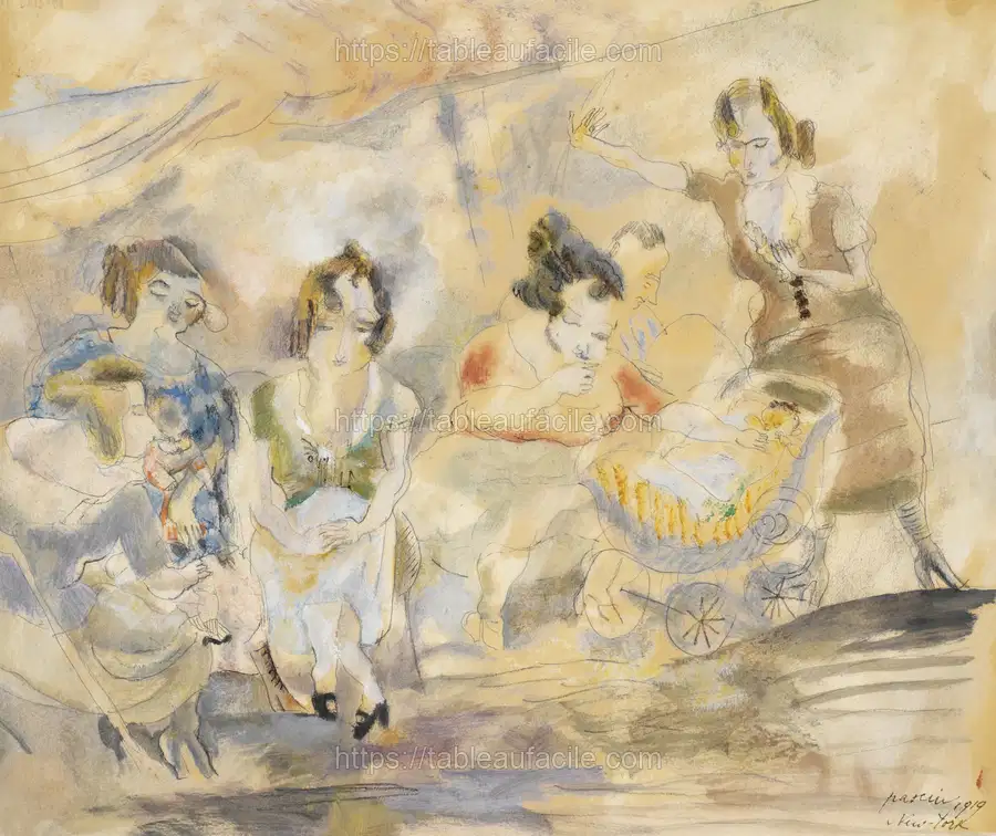 Woman with Baby Carriage by Jules Pascin apercu