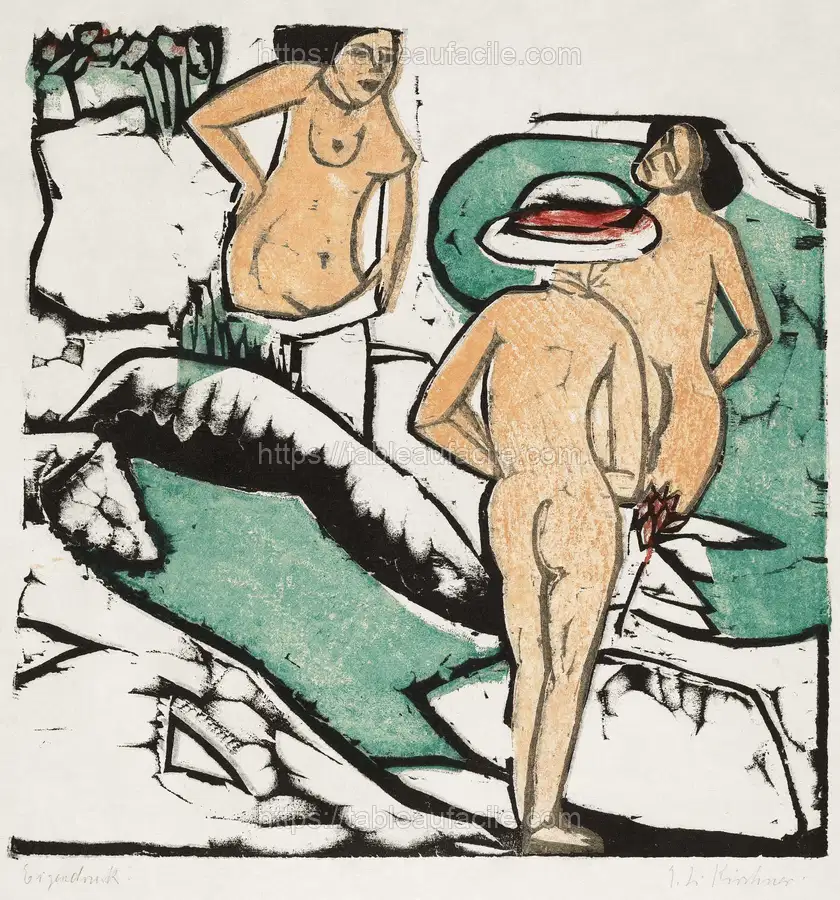 Women Bathing Between White Stones (1912)  Ernst Ludwig Kirchner apercu