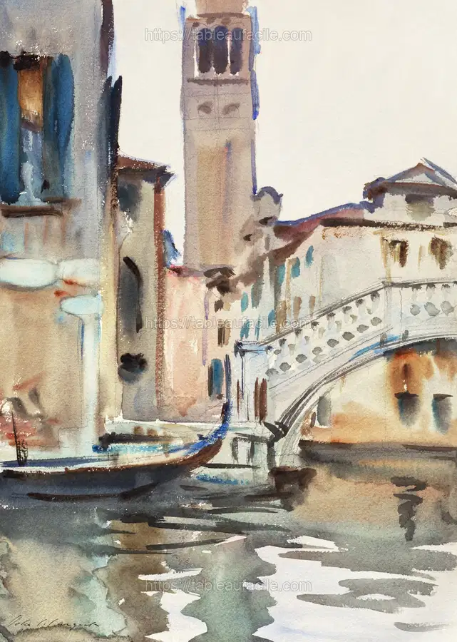 A Bridge and Campanile, Venice (ca. 1902–1904) by John Singer Sargent apercu