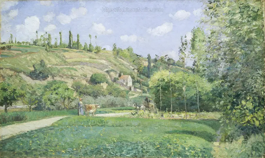 A Cowherd at Valhermeil, Auvers-sur-Oise (1874) by Camille Pissarro apercu