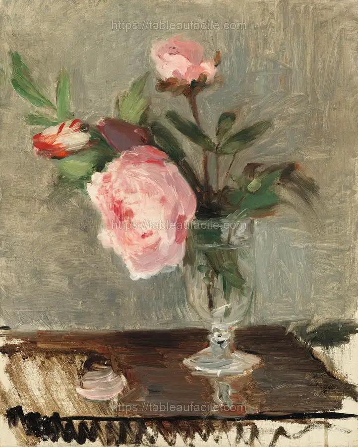 Aesthetic peonies painting. Original public domain image by Berthe Morisot apercu