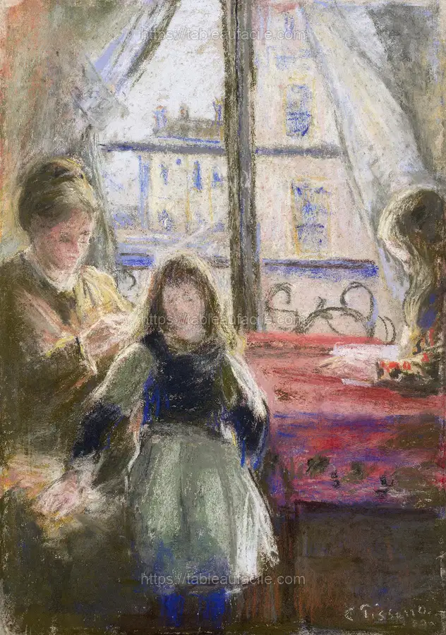 At the Window, rue des Trois Frères (1878–79) by Camille Pissarro apercu