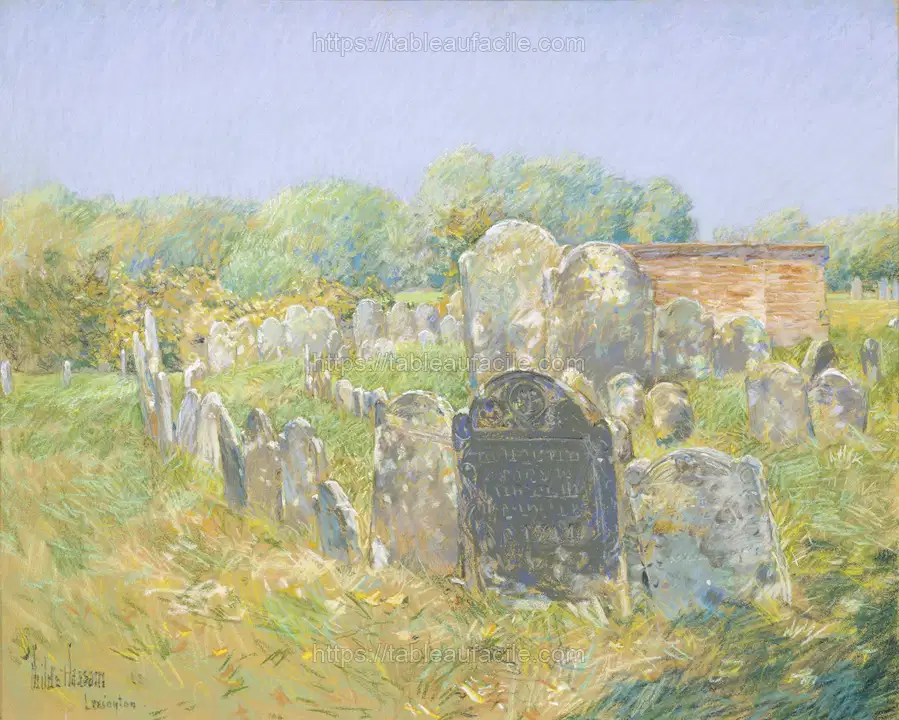 Colonial Graveyard at Lexington by Frederick Childe Hassam apercu