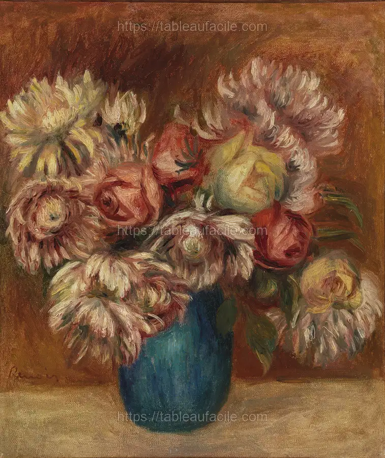 Flowers in a Green Vase (Fleurs dans un vase vert) by Pierre Auguste Renoir apercu