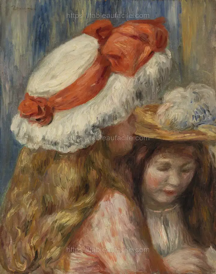 Girls with Hats (Jeunes filles aux chapeaux) by Pierre Auguste Renoir apercu