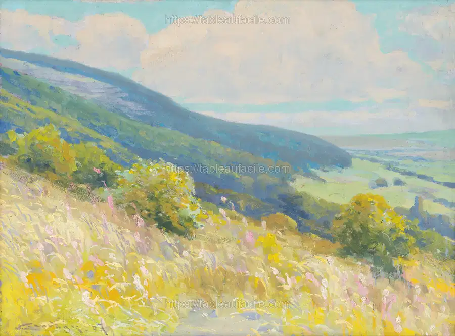 Landscape (1927), vintage illustration by Lajos Csordak apercu