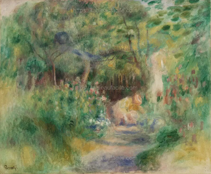 Landscape with Woman Gardening (Paysage et femme jardinant) by Pierre Auguste Renoir apercu
