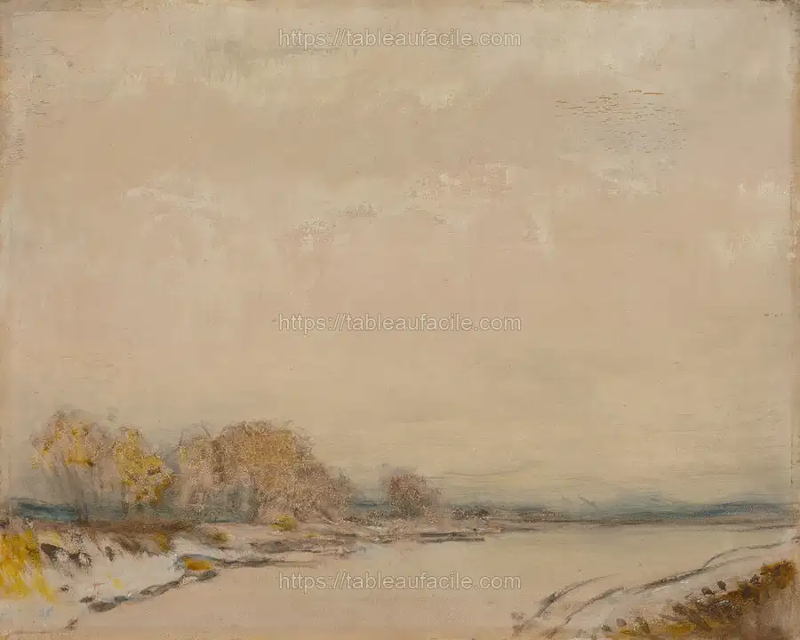 Landscape with a river by László Mednyánszky apercu