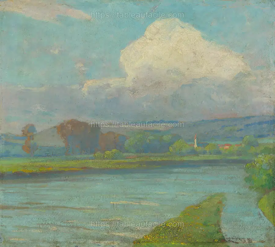 Landscape with a river by Lajos Csordák apercu