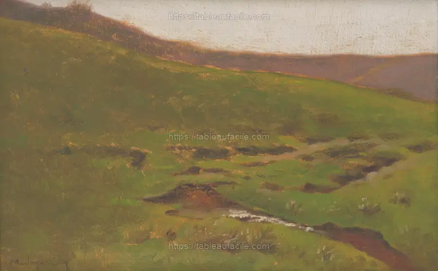 Landscape with a stream by László Mednyánszky apercu