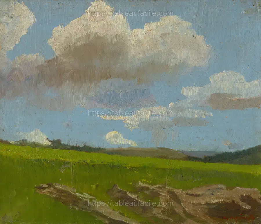Landscape with clouds by László Mednyánszky apercu