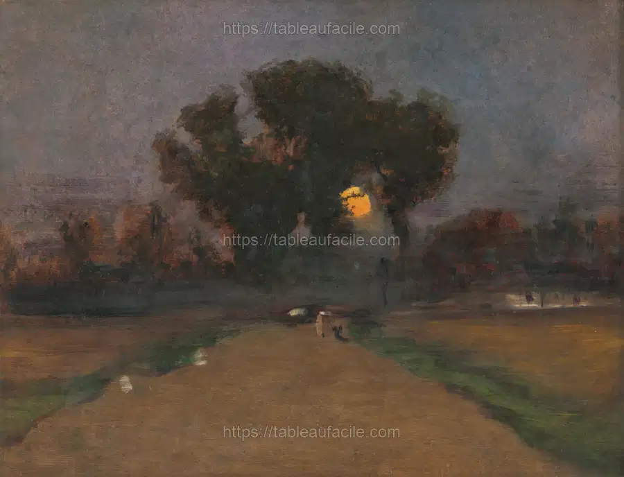 Landscape with the setting sun by László Mednyánszky apercu