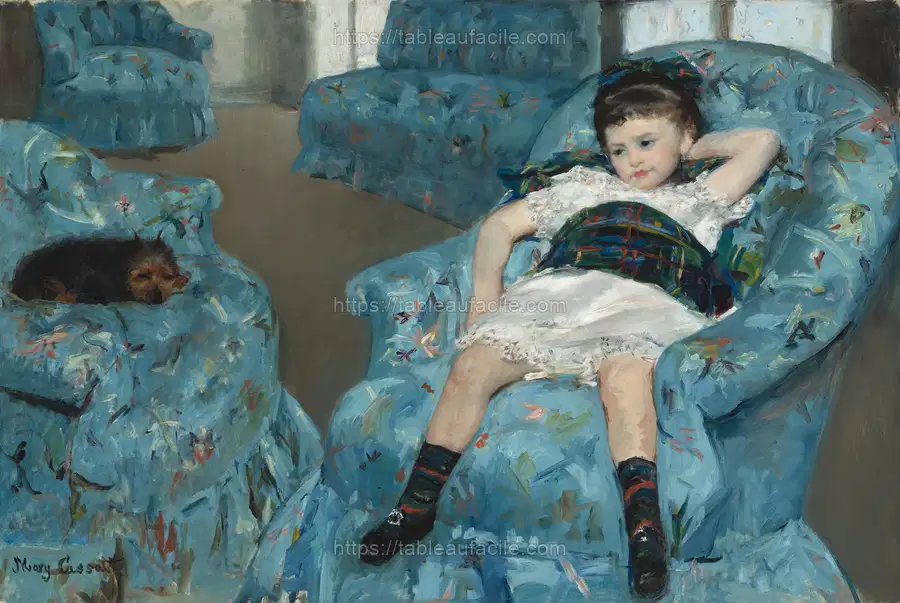 Little Girl in a Blue Armchair (1878) by Mary Cassatt apercu