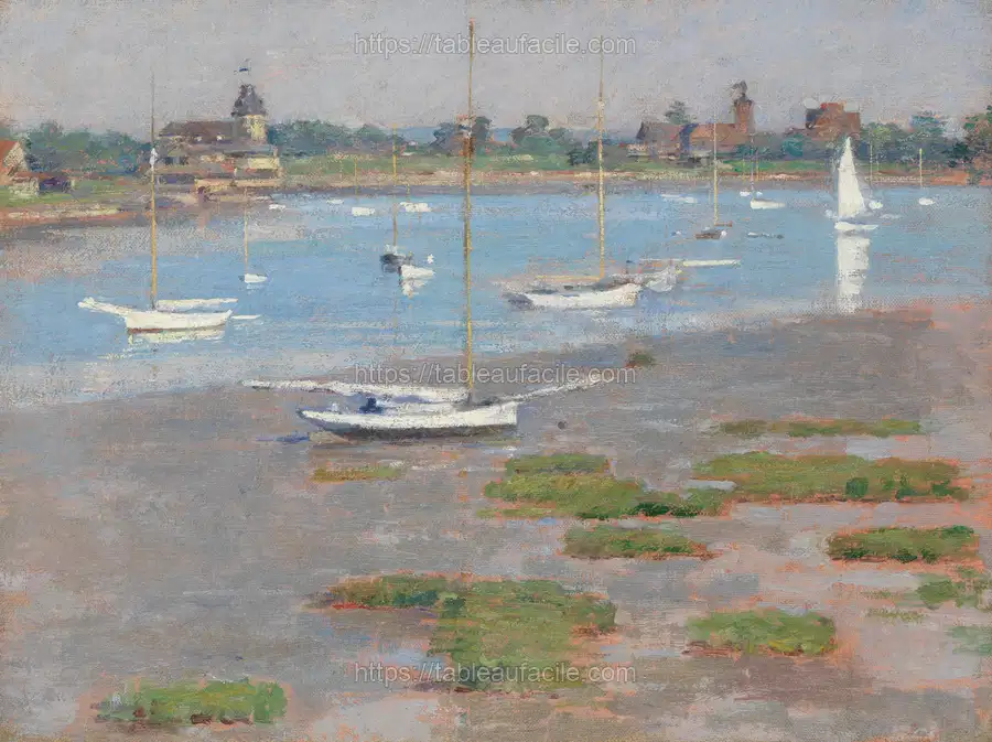 Low Tide, Riverside Yacht Club by Theodore Robinson apercu