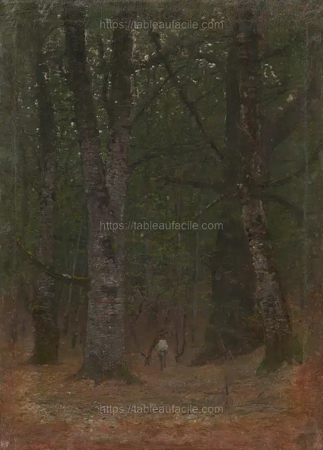 Man in the woods by László Mednyánszky apercu