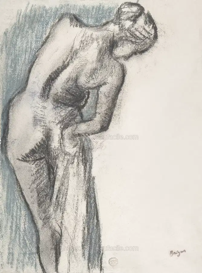 Naked woman. Bather Drying Herself (ca. 1883–1884) Edgar Degas apercu