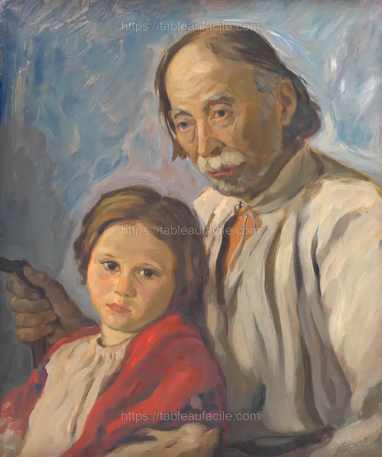 Old man with a granddaughter by Štefan Polkoráb apercu