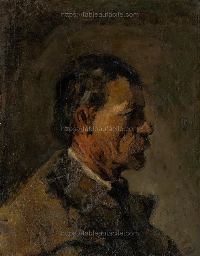 Older man with beard in profile by László Mednyánszky apercu