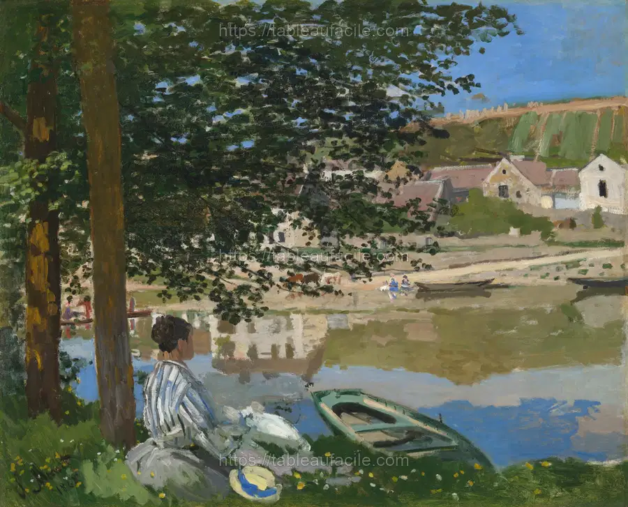 On the Bank of the Seine, Bennecourt by Claude Monet apercu