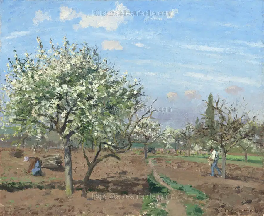 Orchard in Bloom, Louveciennes (1872) by Camille Pissarro apercu