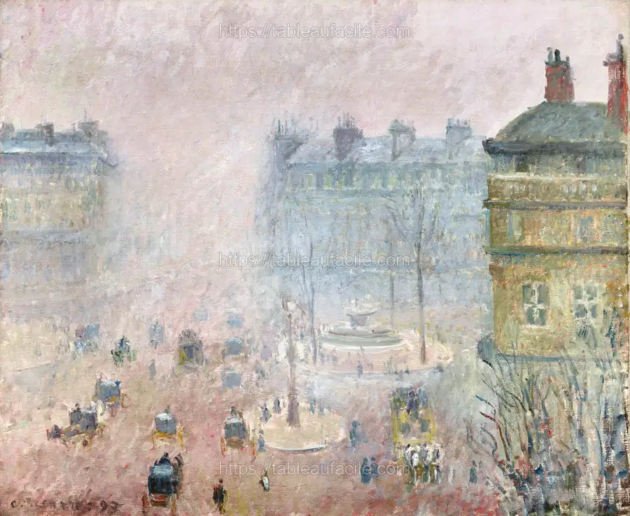 Place du Theatre Francais Fog Effect (1897) Camille Pissarro apercu