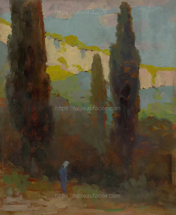 Poplar trees by the road by Lajos Csordák apercu