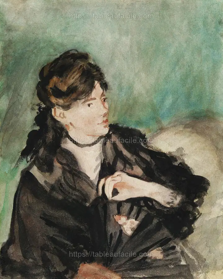 Portrait of Berthe Morisot with a Fan (1874)  Édouard Manet apercu