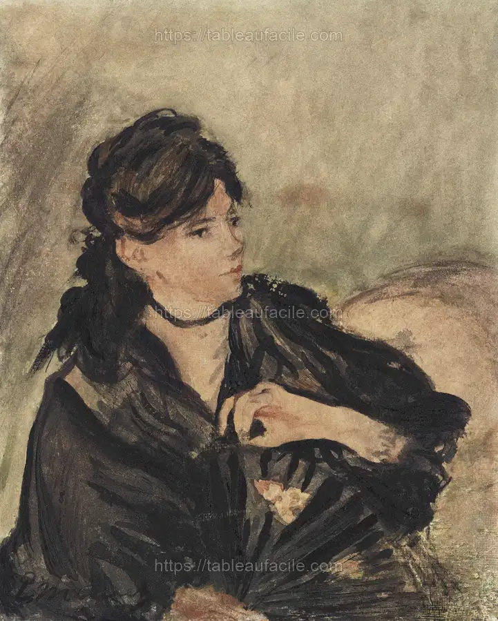 Portrait of Berthe Morisot with a Fan (1874) Édouard Manet apercu