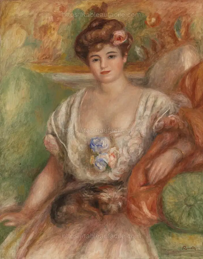 Portrait of Misia Sert (Jeune femme au griffon) by Pierre Auguste Renoir apercu