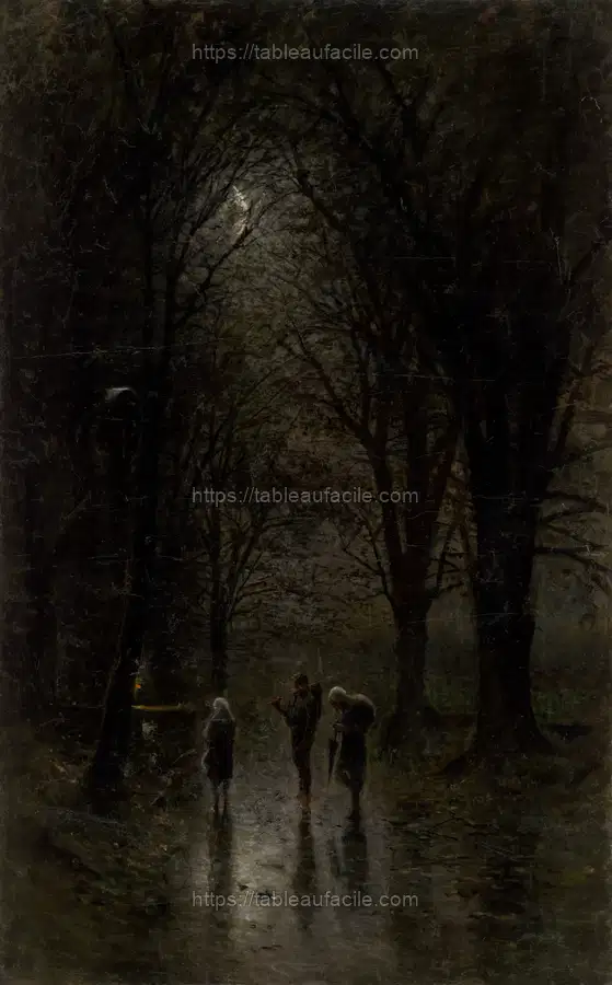 Road through the woods (night travelers at a cross) by Ladislav Mednyánszky apercu