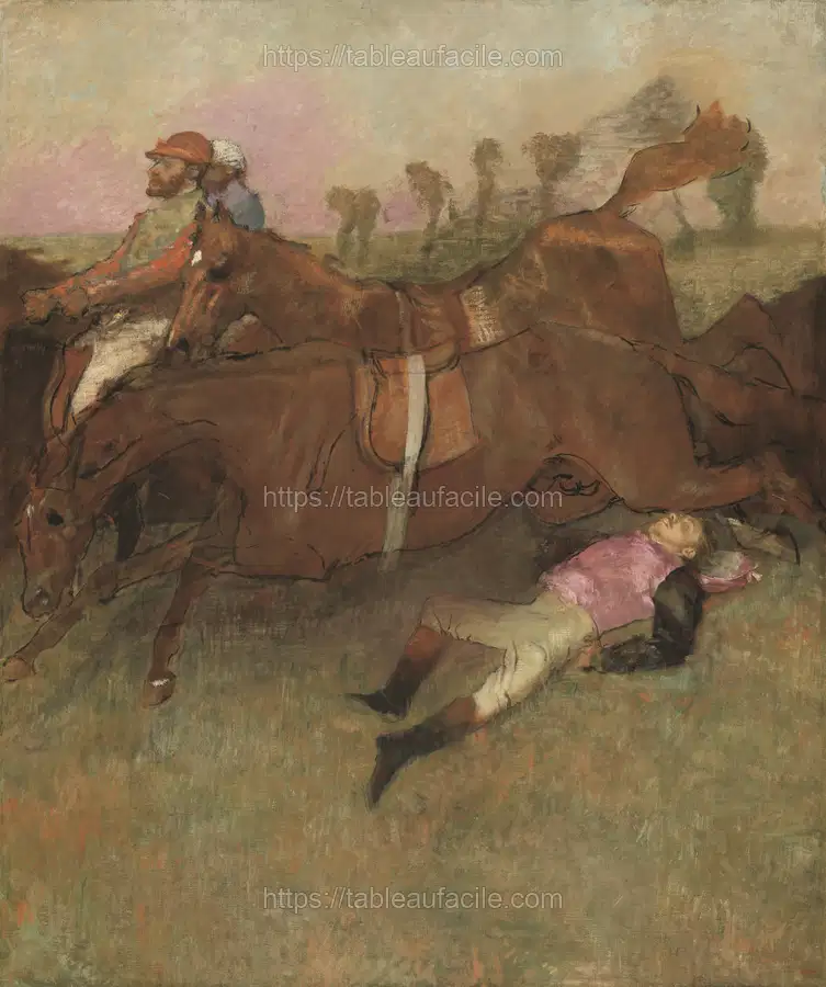 Scene from the Steeplechase The Fallen Jockey (1886) by Edgar Degas apercu