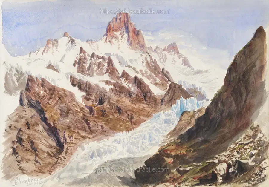 Schreckhorn, Eismeer from Splendid Mountain Watercolours Sketchbook (1870) by John Singer Sargent apercu